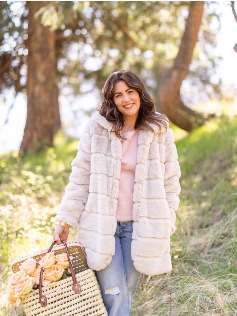 Jillian Harris Joe Fresh collab Cozy Cream Faux Fur Coat - Women's Jacket